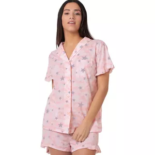 Pijama Camisero Mujer De Viscosa Abotonado - So Trendy