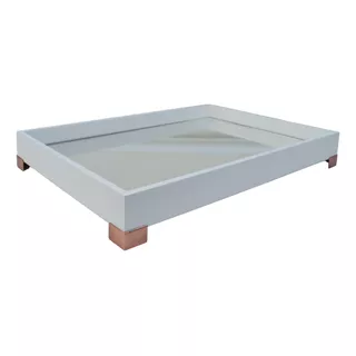 Bandeja Mdf G Decora Espelho Café Pé Rose Dourado Prata