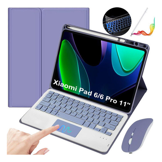 Funda C/teclado Mouse Lapiz P/xiaomi Pad 6/6 Pro 11 Púrpura