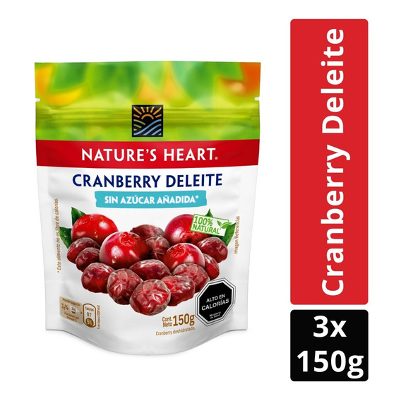 Snack Nature's Heart® Cranberry Sin Azúcar 150g X3 Unidades