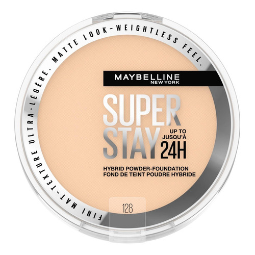 Base de maquillaje en polvo compacto Maybelline Super Stay 24H Hybrid Powder-Foundation tono 128 - 6g