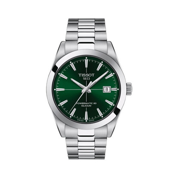 Reloj Hombre Tissot Gentleman Automatic Silicium | Verde Color De La Correa Acero Color Del Bisel Acero