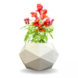 Vaso De Planta Polietileno Decorativo Esfera Diamante 3d Pp Cor Branco