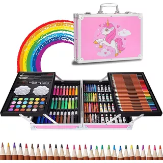 Set De Dibujo Arte Niña Colores Plumones Acuarelas 145 Pz 