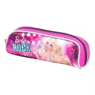 Estojo Infantil Barbie Rock Escolar Porta Lápis Rosa Sestini