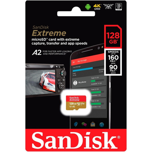 Memoria Micro Sd 128gb Sandisk Extreme U3 V30 A2 4k 160mb/s