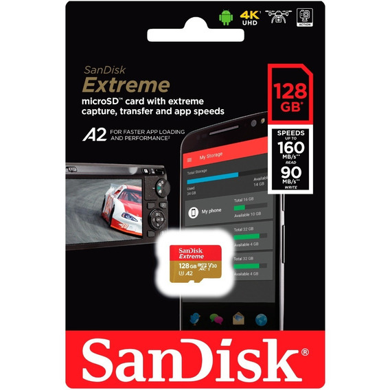 Memoria Micro Sd 128gb Sandisk Extreme U3 V30 A2 4k 160mb/s