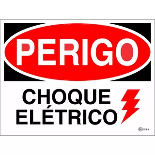 Placa De Sinalização Perigo Choque Elétrico 15 X 20 Cm