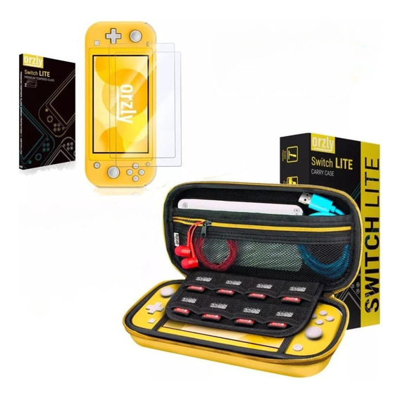 Kit Nintendo Switch Lite Funda + Vidrio Templado Original Orzly Premiun Dureza 9h 0.24mm Accesorios