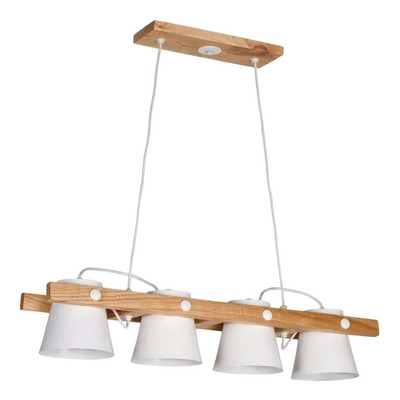 Colgante 3 Luces Madera Campana Negro Apto Led Deco Cx