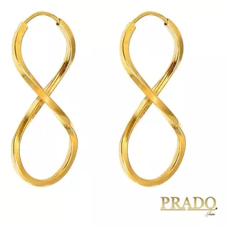 Brinco Argola Infinito Em Ouro 18k Fio Quadrado