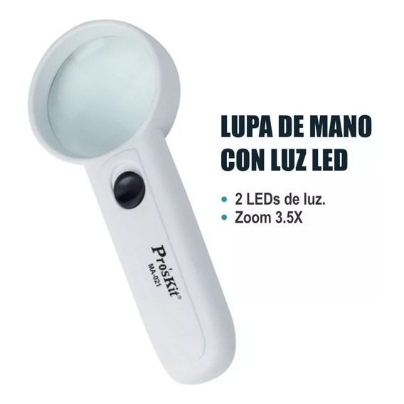 Lupa 3.5x Manual D Mano Lente Vidrio Con Luz Led Proskit