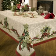 Mantel Mesa Navideño Navidad Rectangular Fiesta 132x182cm