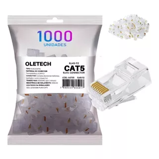 Conector Rj45 Cat5e Kit Pacote 1000 Oletech Cabo Rede Plug