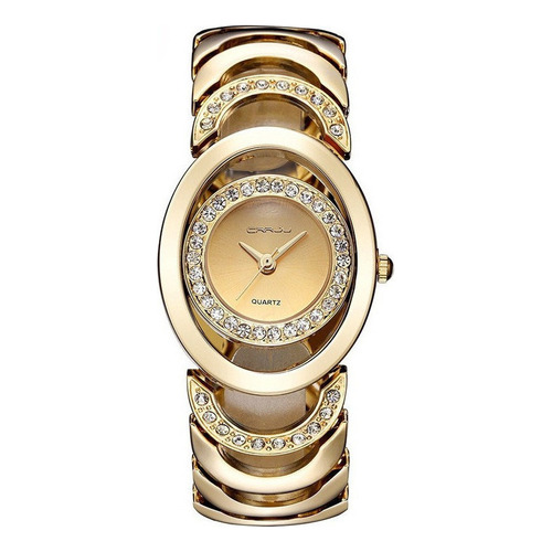 Relojes De Cuarzo Crrju Elegant Diamond Para Mujer Color Del Fondo Dorado