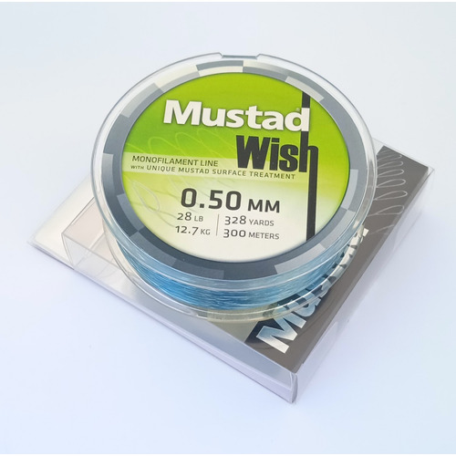 Nylon Tanza Monofilamento Mustad Wish 0.50 Mm X 300 Metros Color Verde Turquesa