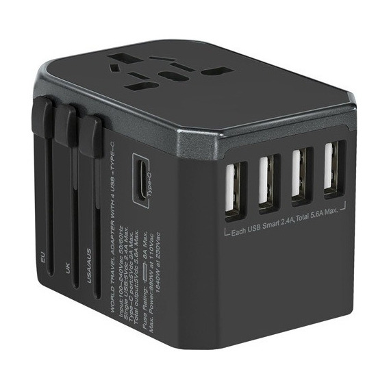 Adaptador Enchufe Universal De Viaje Internacional 4 Usb