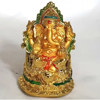 Ganesha Deus Da Prosperidade Hindu Dourado + Brinde
