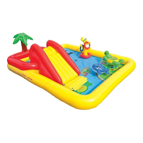 Pileta Tobogan Inflable Ocean Playcenter Infantil 458l Intex Color Verde Lima