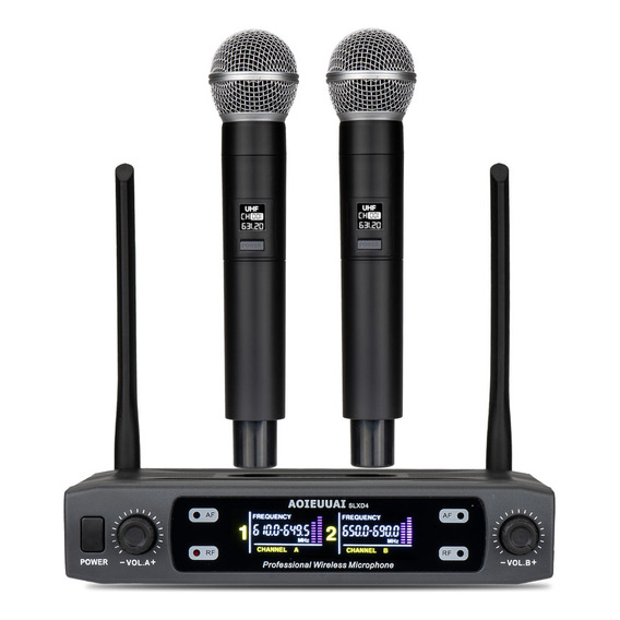 Microfonos Gc V200 2 Canales  Inalambrico Sistema Dinamico