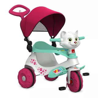 Triciclo Velobaby Gatinha Com Capota E Pedal Bandeirante