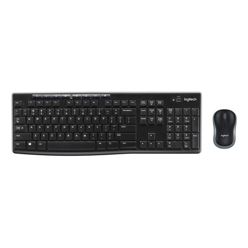 Kit de teclado y mouse inalámbrico Logitech MK270 Inglés UK de color negro