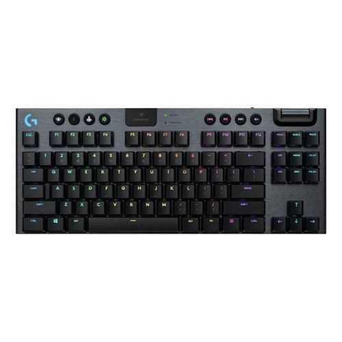 Teclado gamer bluetooth Logitech G Serie G G915 TKL QWERTY GL Tactile español color carbón con luz RGB