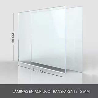 1/8 De Lamina Acrílica Transparente 5mm 0.60 X 0.60 Cm 