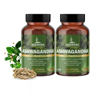 Ashwagandha Organica 2100mg Extra Fuerte Combatir Estrés X2