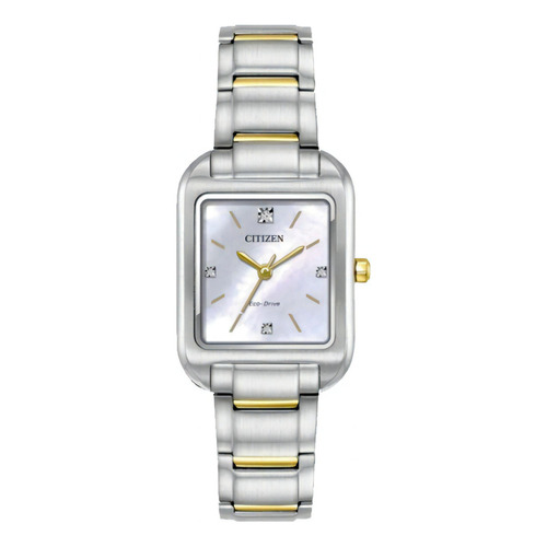 Reloj Citizen Dress Classic Em0494-74d Original Para Dama Ew Color De La Correa Plateado/dorado Color Del Bisel Plateado Color Del Fondo Blanco