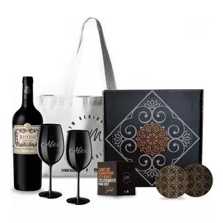 Kit De Regalo Vino Rutini Cabernet Malbec + 2 Copas Negras