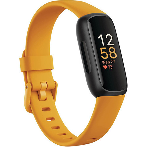 Monitor de actividad física Smartband Fitbit Inspire 3, Morning Glow, color amarillo, correa, color amarillo, diseño de pulsera lila