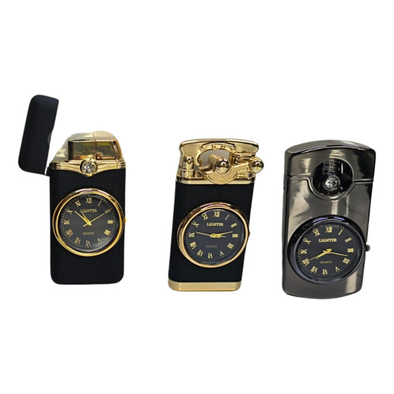 Encendedor Con Reloj Antorcha Elegante Recargable Moderno