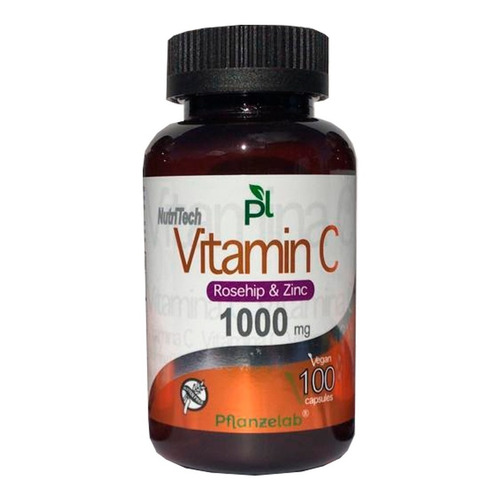 Vitamina C 1000mg -100 Un / Formula Zinc+rose Hips / Vegan