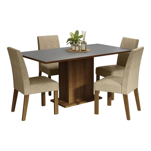 Juego Comedor Mesa Tapa Madera 4 Sillas Ashley Madesa M/c/p