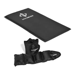 Kit Colchonete Espuma + Par Tornozeleira Caneleira Peso 4 Kg Cor Preto