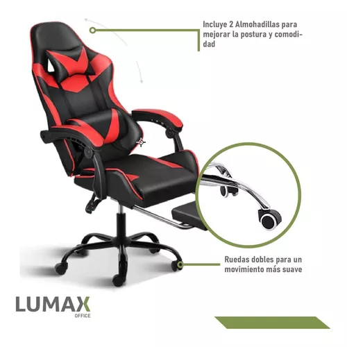 Silla Gamer Roja Mainstays, Reclinable, Altura Ajustable, W64*D65*H102-112Cm