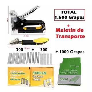 Kit Grapadora Industrial Tapicería Trabajo + 1600 Grapas