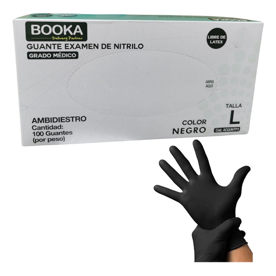 Guantes De Nitrilo Negros Dedos Texturizados (caja 100 Uds)