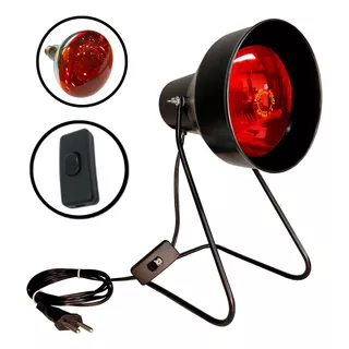 Suporte Fisioterapia Preto + Lâmpada Infravermelho 250w 220 220v