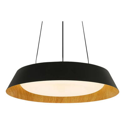 Colgante Led Ambra 72w Cct Negro Int Simil Madera Ø50cm Negro