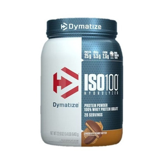 Proteina Iso 100 Dymatize Hidrolizada 1.4 Lbs 20 Servicios Sabor Chocolate Peanut Butter