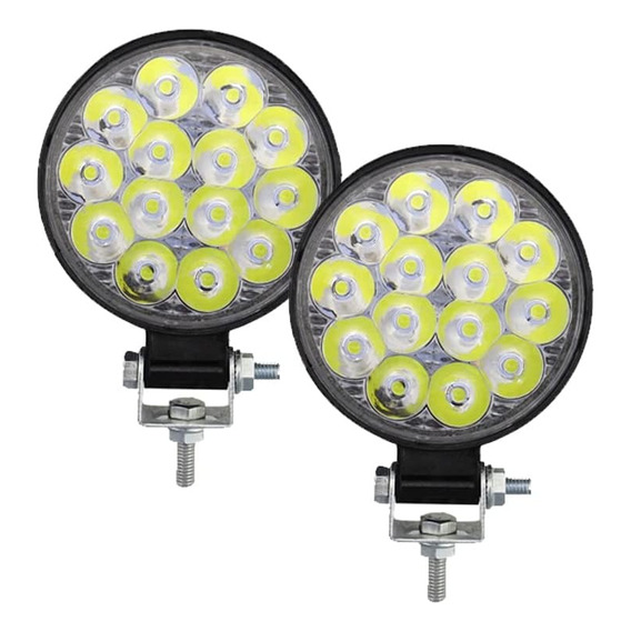 Par Faros 14 Leds Redondo Mini Slim 42w 4x4 Spot Niebla Ultr