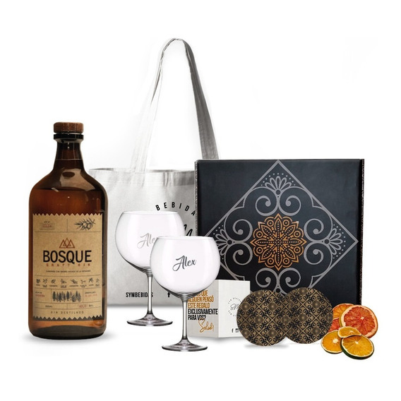 Kit Regalo Gin Bosque 500ml. Box + 2 Copas Transparentes