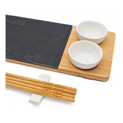 Set Sushi Bambo,cerámica Larg Doble Salser 92269 Bazarnet. P