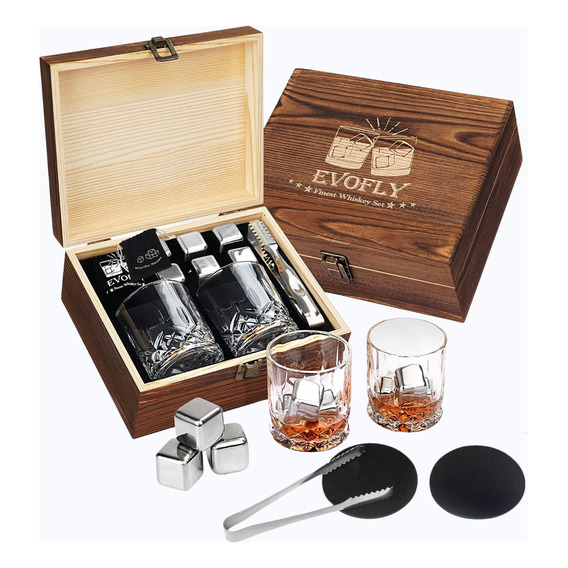 Set D 2 Vasos Whisky Con 6 Piedras Acero Regalo Empresarial