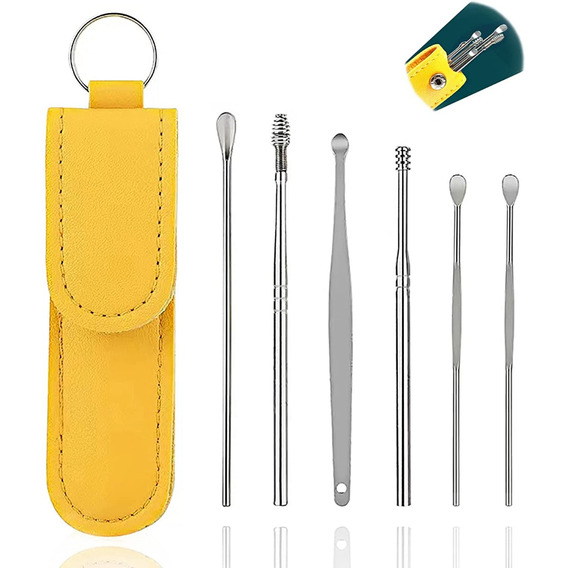 Kit De Limpieza Para Oído En Funda 6 Piezas Acero Inoxidable