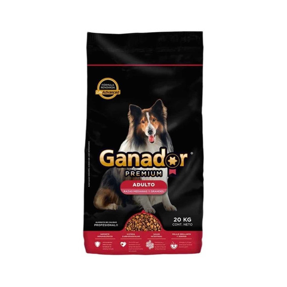 Alimento Ganador Premium para perro adulto de raza  mediana y grande en bolsa de 20kg