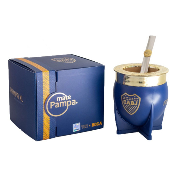 Mate Pampa Xl Boca Juniors + Bombilla Térmico Xeneize Cabj Color Azul