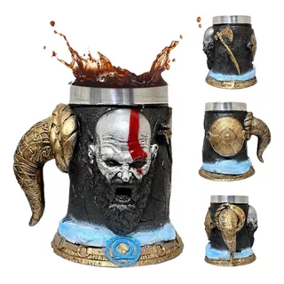 Caneca God Of War Kratos Ragnarök Nórdica Medieval 3d 500ml